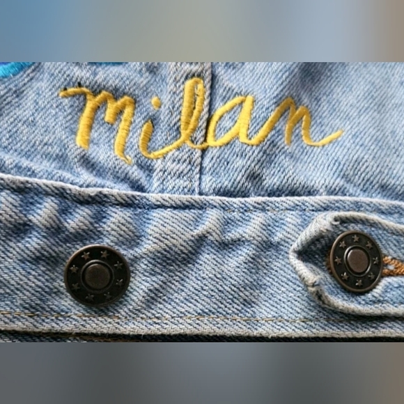 Silkscapes Women's Embroidered Travel The World Blue Jean Jacket Size Small Vtg - Picture 11 of 16